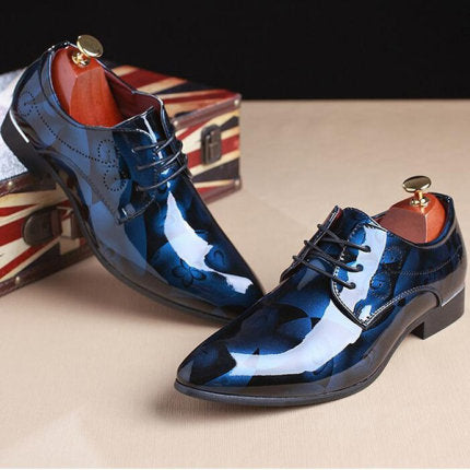 Stylish Mens Fashion Floral Dress Shoe Patent Leather - FrankieMackOfficial