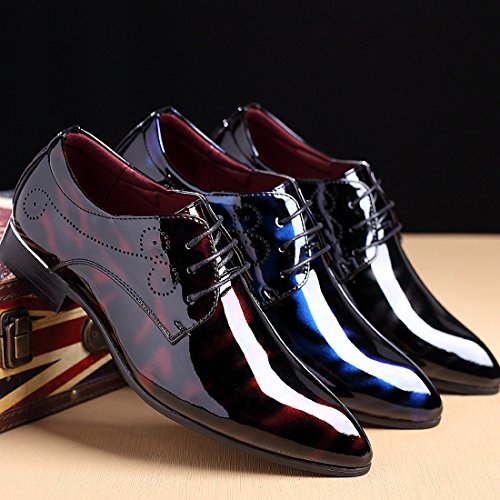 Stylish Mens Fashion Pointed Toe Dress Shoe Patent Leather Lace Up - FrankieMackOfficial