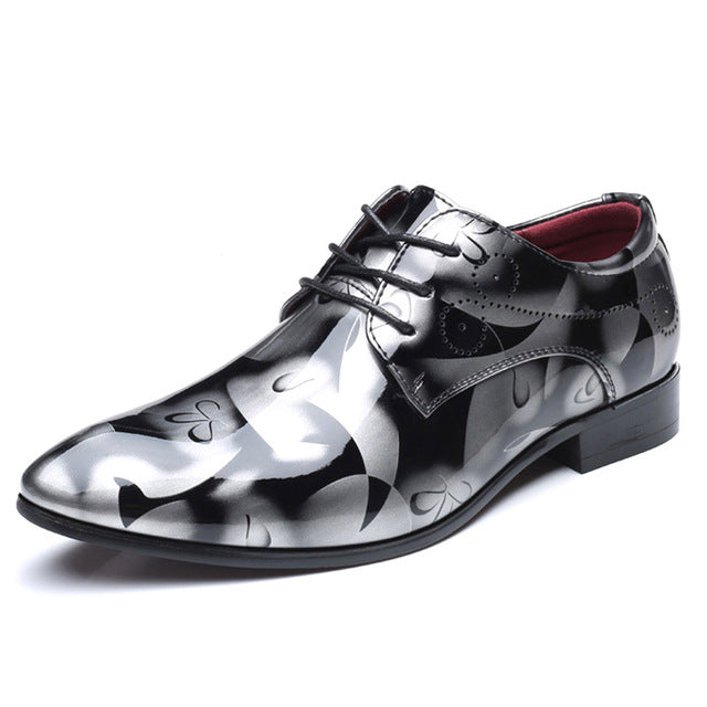 Stylish Mens Fashion Floral Dress Shoe Patent Leather - FrankieMackOfficial