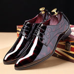 Load image into Gallery viewer, Stylish Mens Fashion Pointed Toe Dress Shoe Patent Leather Lace Up - FrankieMackOfficial
