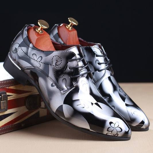 Stylish Mens Fashion Floral Dress Shoe Patent Leather - FrankieMackOfficial
